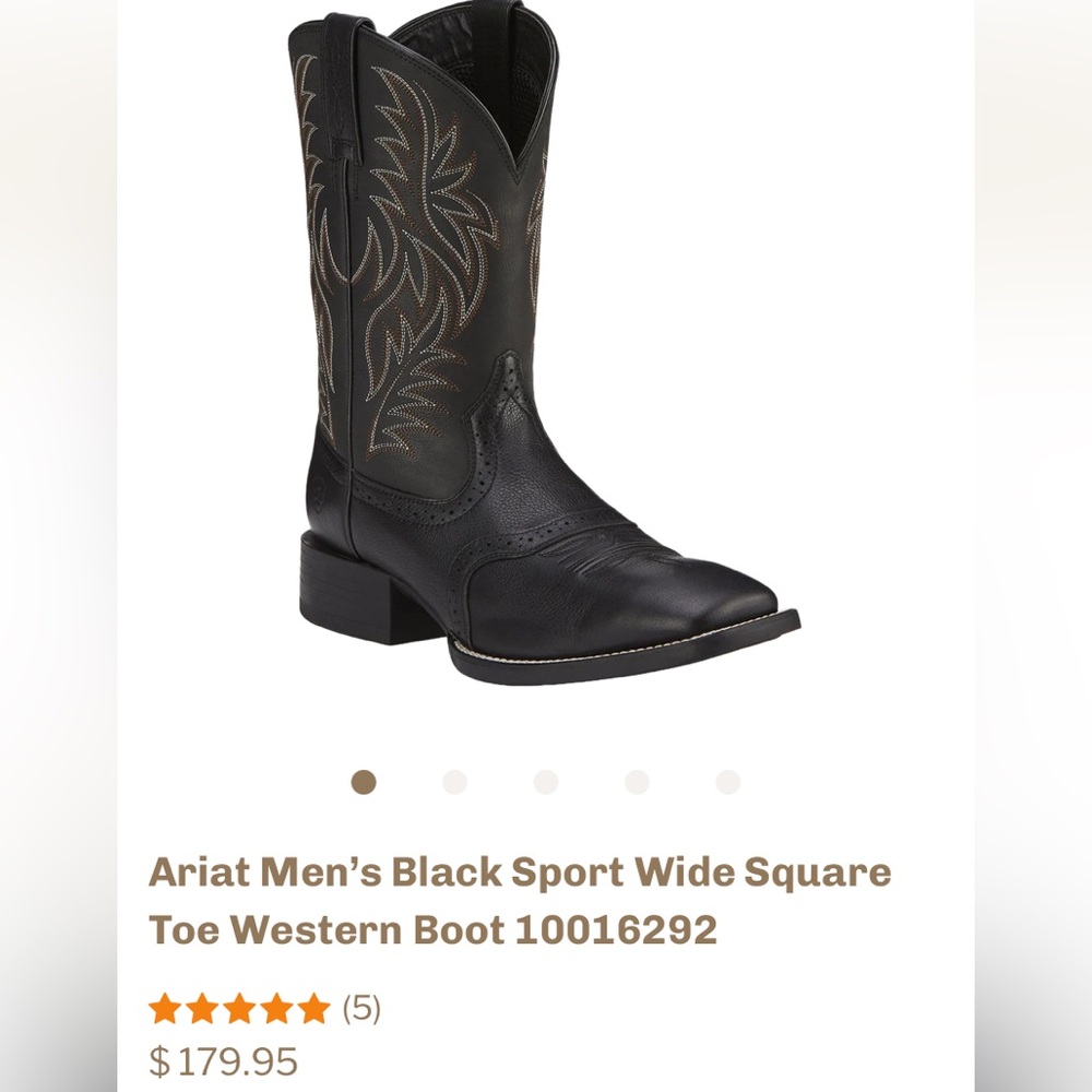 NWOT Ariat Men's Black Western Boots with Tan Stitching